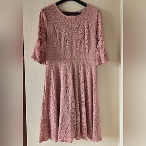 Elegant Lace Pink Dress